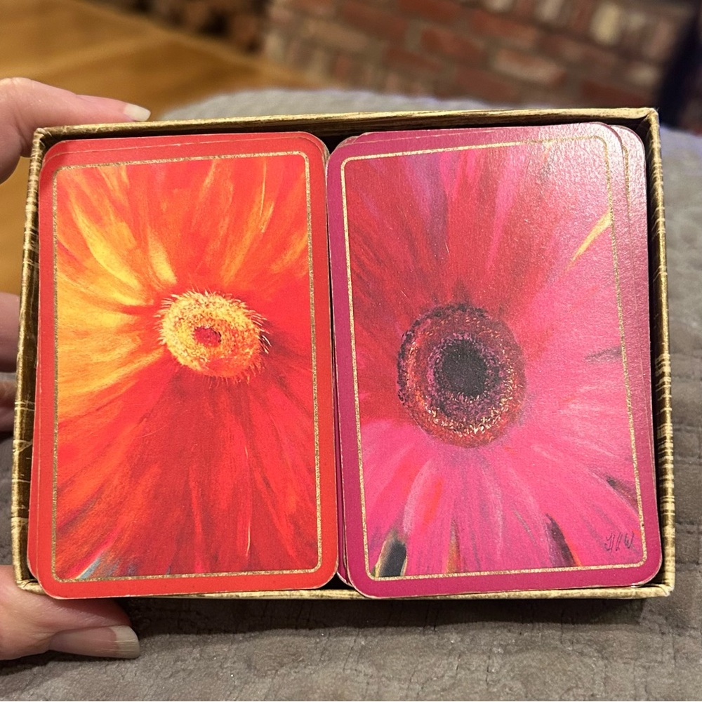 Vintage Caspari Daisies Jumbo Double Playing Card Deck
